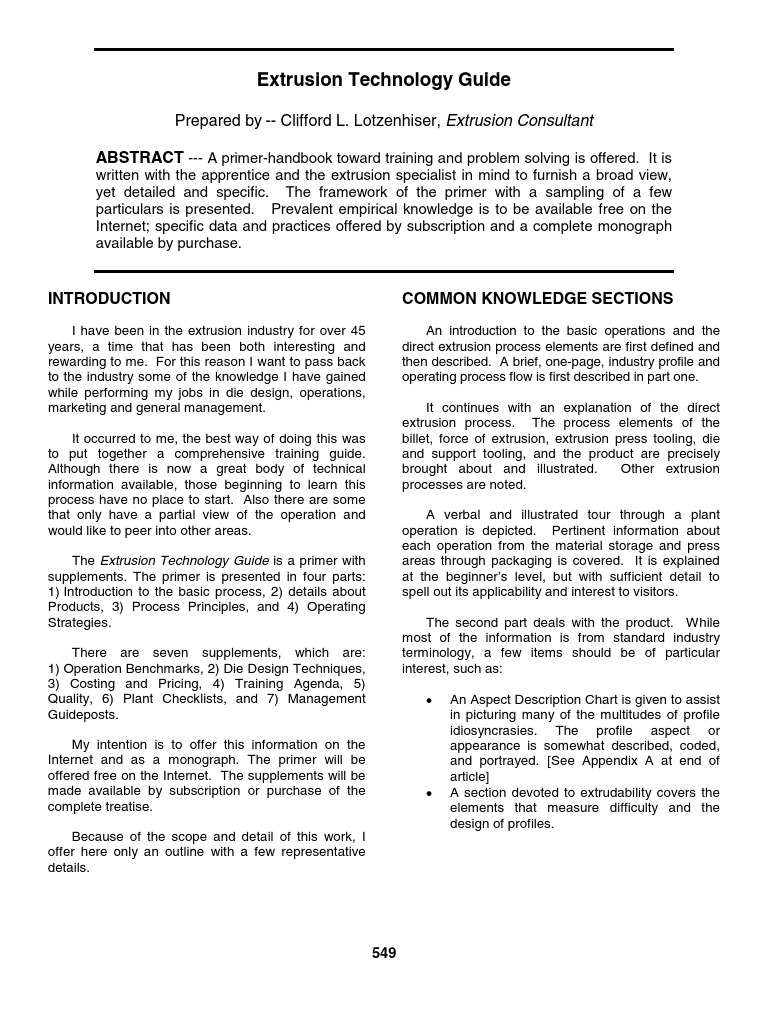Extrusion Technology Guide | PDF | Extrusion | Chemistry