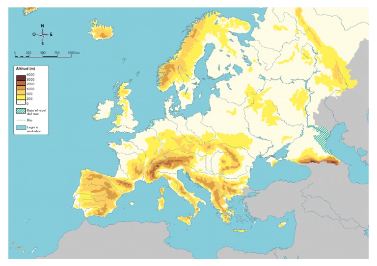 Mapa físico mudo de Europa para imprimir | PDF