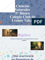 La Importancia e La Energía Eléctrica en La Vida Cotidiana 5° Basico