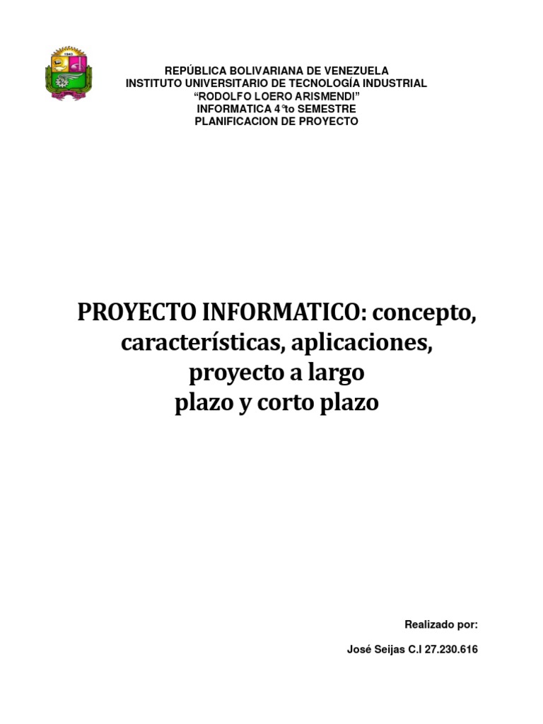 Proyecto Informático | PDF | Planificación | Ingeniería de software