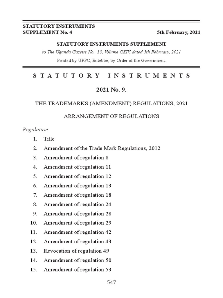 Trademarks Amendment Regulations 2021 | PDF | Trademark | Domain Name ...