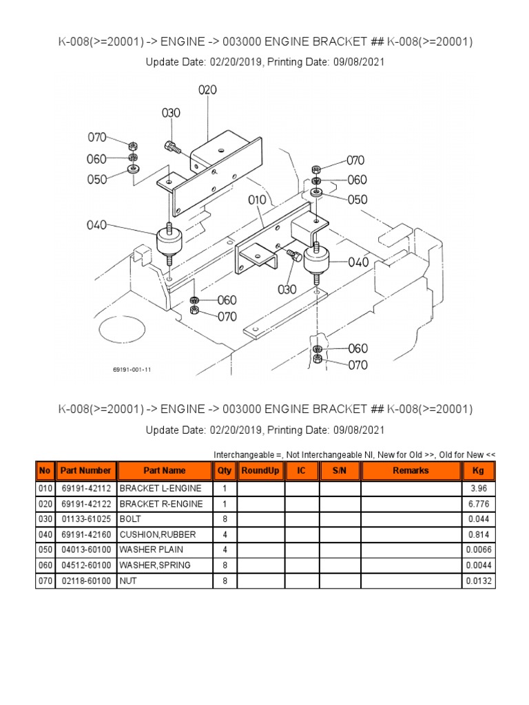 K-008 ( 20001) - Engine - 003000 Engine Bracket ## K-008 ( 20001) | PDF