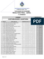 Resultado Final da 1a Chamada da Faculdade de Economia da Universidade Agostinho Neto