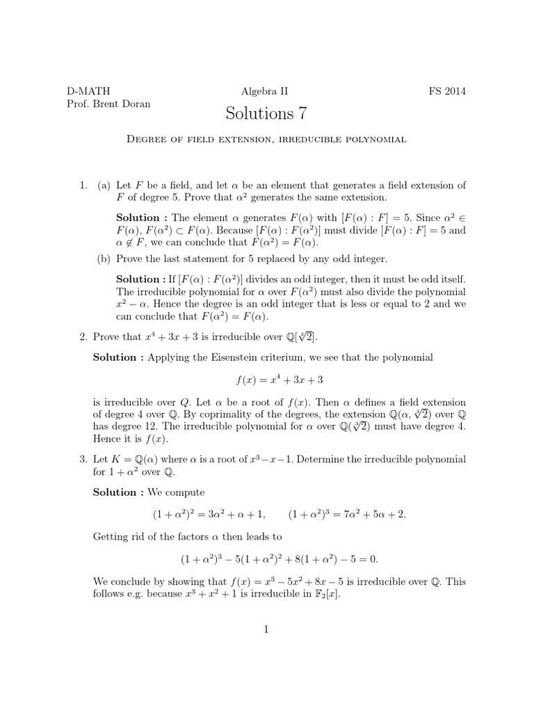 Sol 7 | PDF | Polynomial | Field (Mathematics)