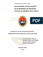 Estudio de Los Calculos Metalurgicos y Parametros de Operacion en La Planta Ana Maria