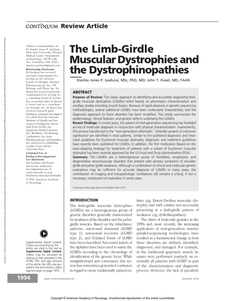 The Limb Girdle Muscular Dystrophies and The 15 | PDF | Muscular ...