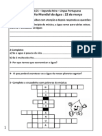 Dia Mundial da Água e atividades de Português e Matemática