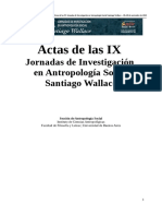 Actas de Las IX Jornadas de Investigacion en Antropologia Social, Santiago Wallace