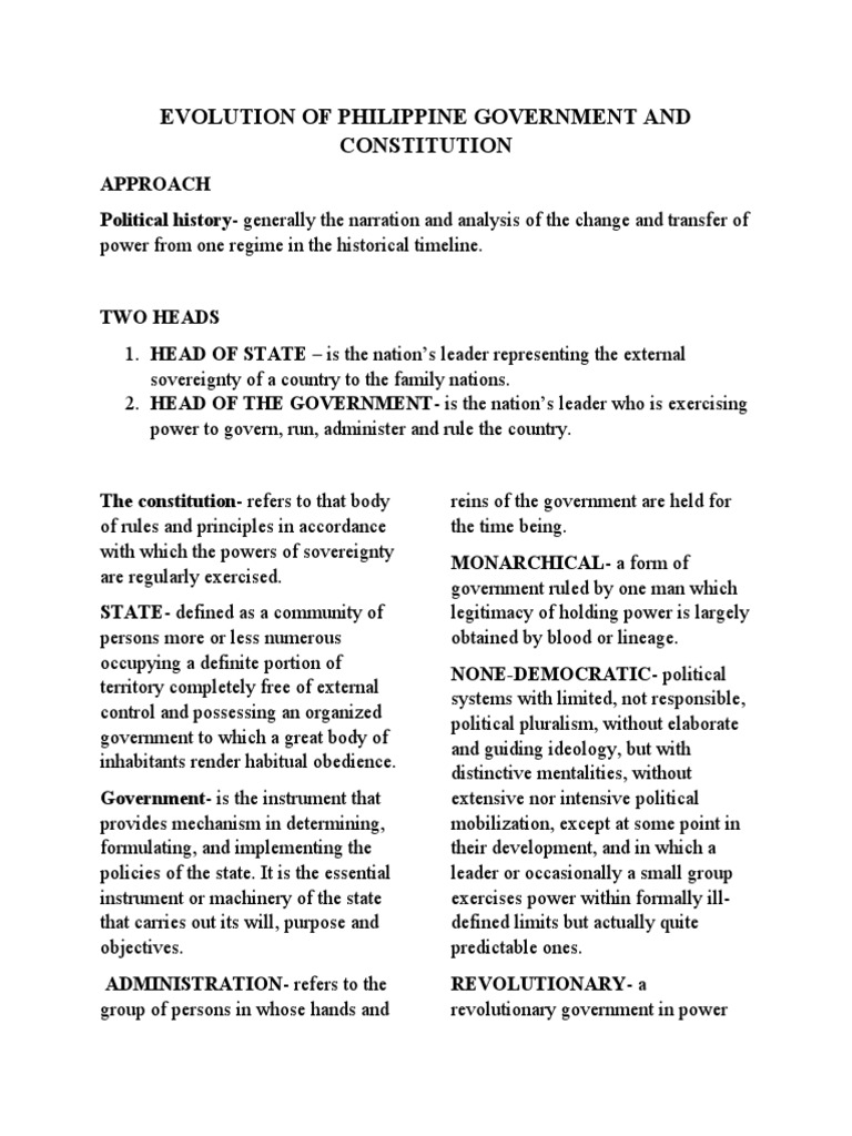 Evolution of Philippine Government and Constitution | PDF | State ...