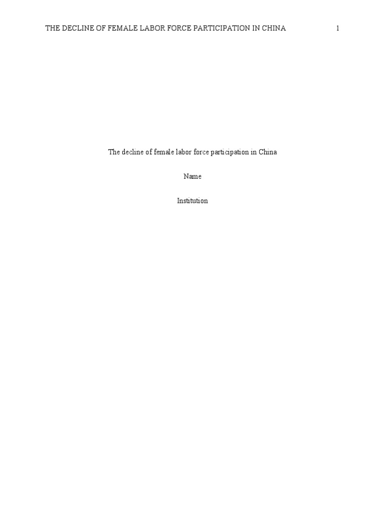 Y1216-03-The Decline of Female Labor Force Participation in China | PDF ...
