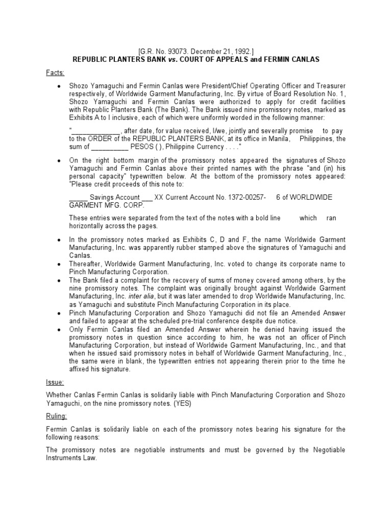 6 Republic Planters Vs CA PDF Negotiable Instrument Legal Liability