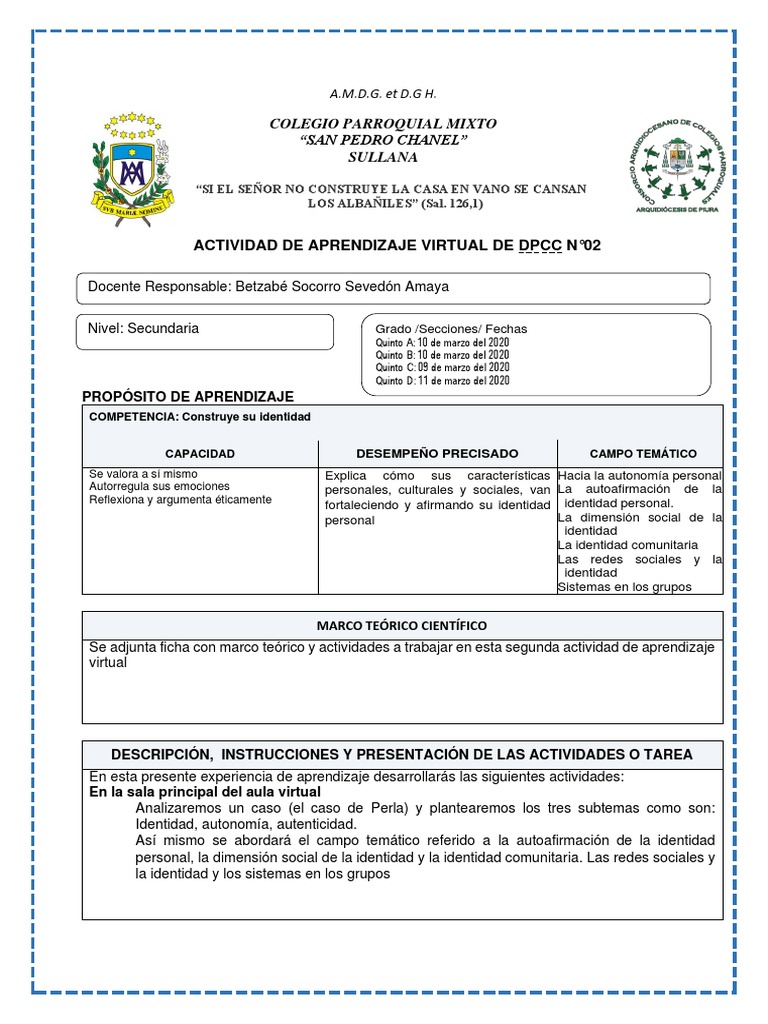 Actividades de DPCC 5to Secundaria | PDF | Aprendizaje | Comportamiento