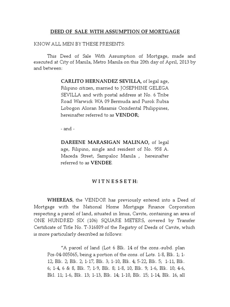 mortgage assignment vs assumption