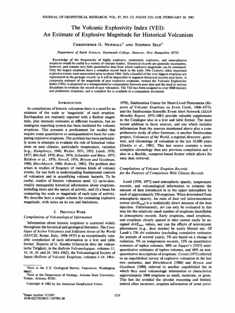 Volcanic Explosivity Index Overview | PDF | Volcano | Types Of Volcanic ...