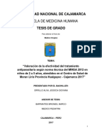 Efectividad del tratamiento antiparasitario en niños