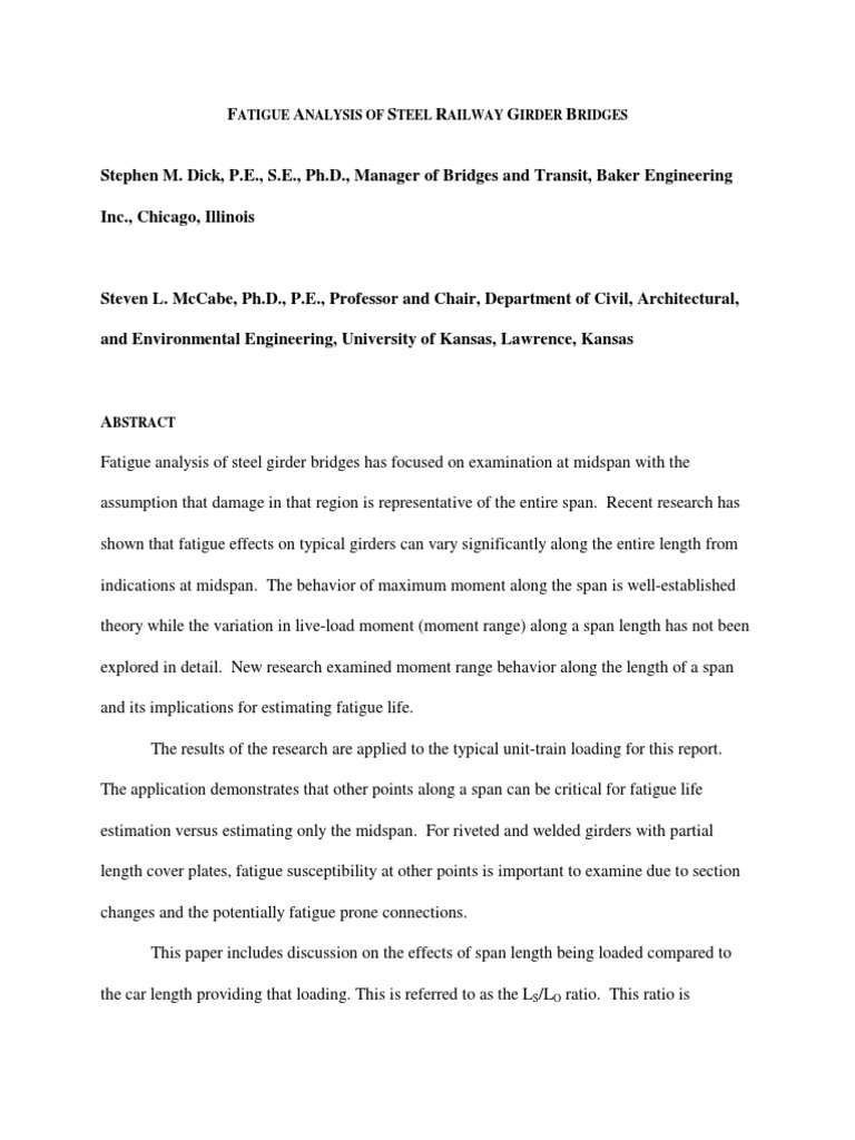 Steel Railway Girder Bridge Fatigue Analysis | PDF | Fatigue (Material ...