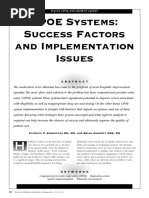 CPOE Systems Success Factors and Implementation Issues