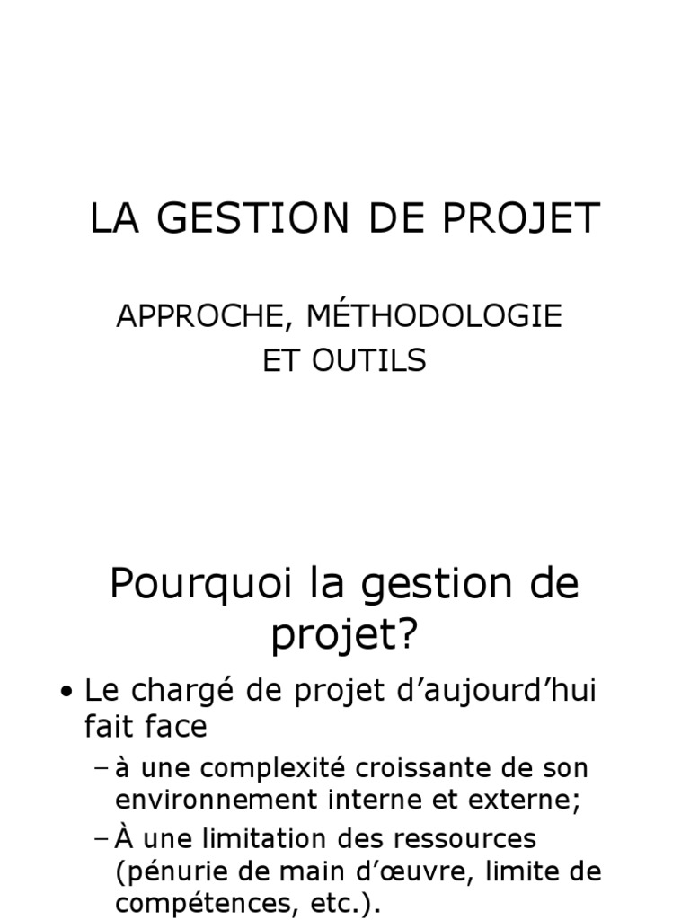 Gestion de Projet : Méthodes et Outils | PDF | Gestion de projet ...