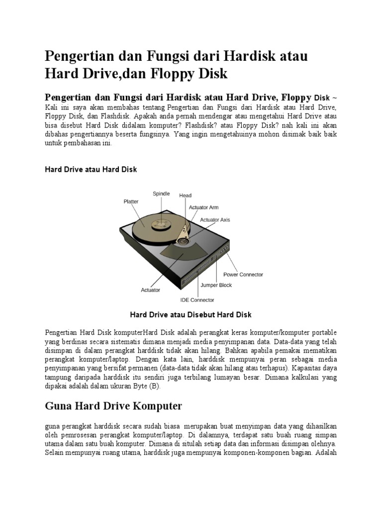 Pengertian Dan Fungsi Dari Hardisk Atau Hard Drive PDF