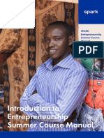 Introduction To Entrepreneurship Summer Course Manual