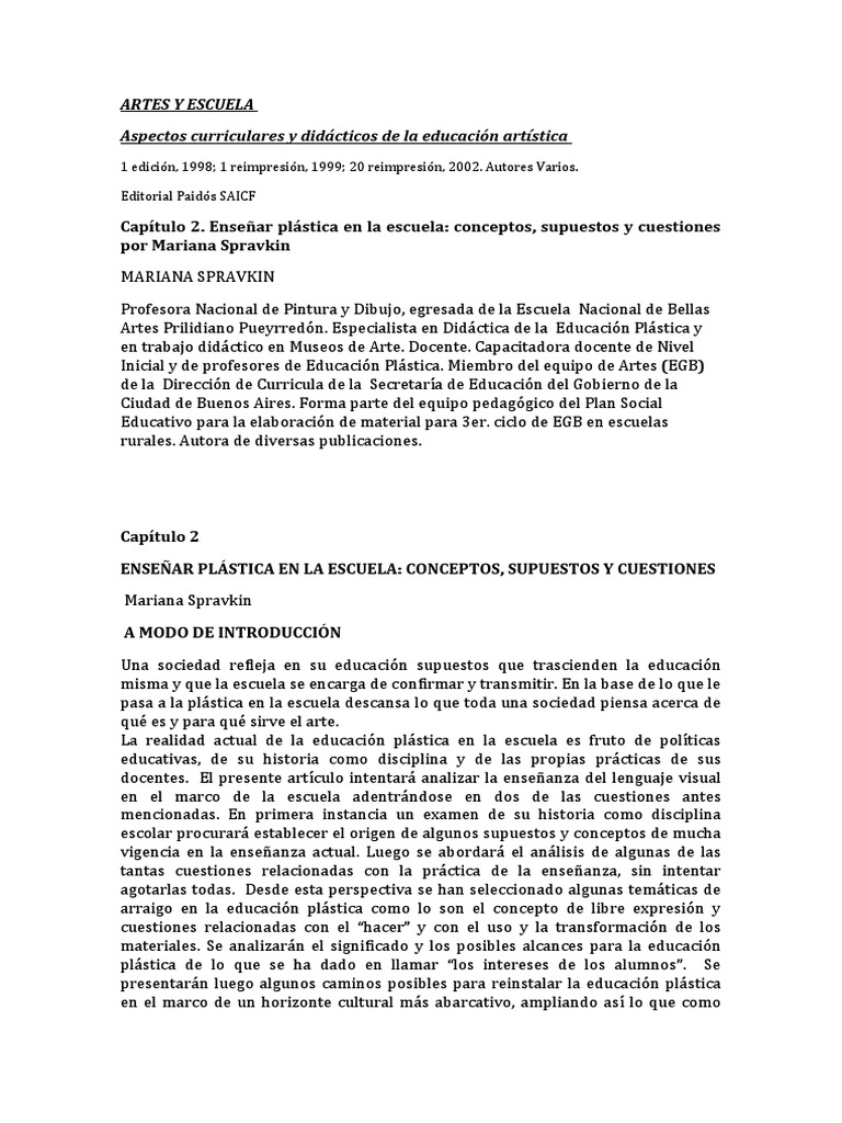Educación Plástica y Arte en la Escuela | PDF | Aprendizaje | Plan de ...