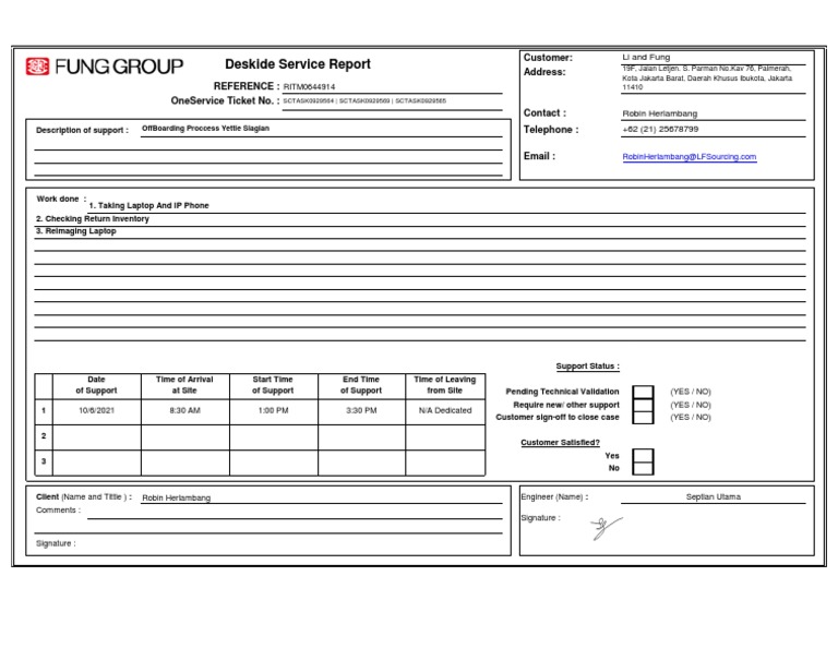 Service - Report Offboarding Yettie Siagian | PDF | Service Industries ...
