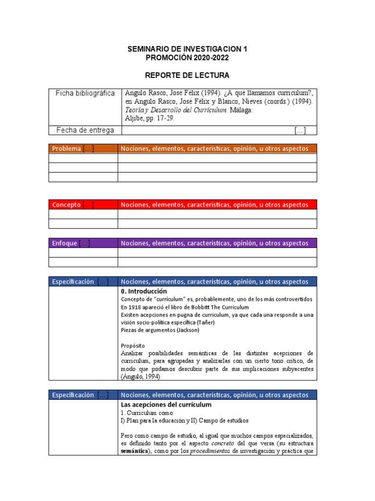 Análisis del Currículum según Ángulo Rasco | PDF | Plan de estudios ...