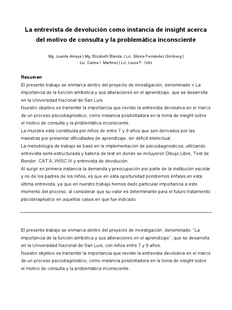 7 1 Amaya La Entrevista De Devolucion Como Instancia De Insight