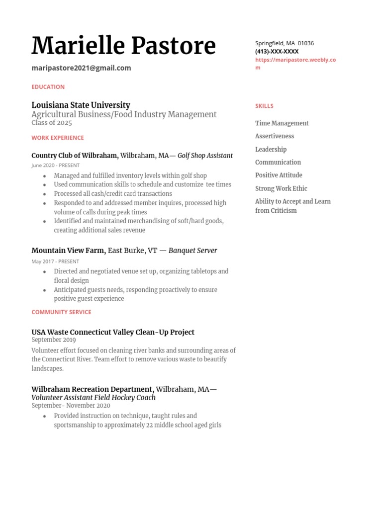 Lsu Resume Mari Pastore 2 PDF - 1