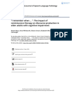 I Remember When" The Impact of Reminiscence Therapy On Discourser Production in Older Adults With Cognitive Impairment