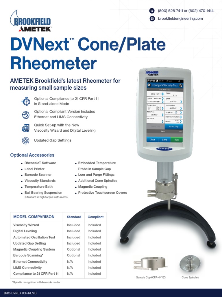 Dvnext Cone/Plate Rheometer: Ametek Brookfield'S Latest Rheometer For ...