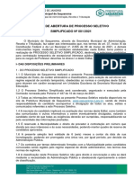 EDITAL DE ABERTURA  - Processo Seletivo  Simplificado nº 001-2021