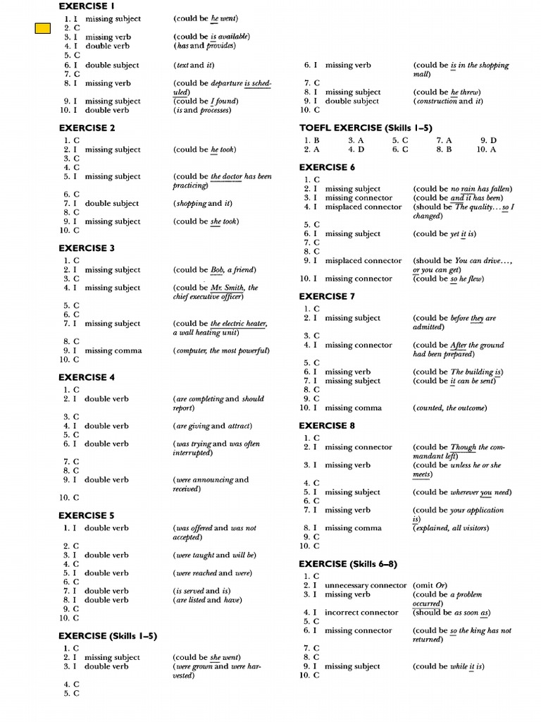 Answer Key Handbook Structure Written Expression | PDF