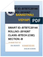 SMART ID:-BTBTC20144 ROLLNO:-2016267: Banasthali Vidyapith