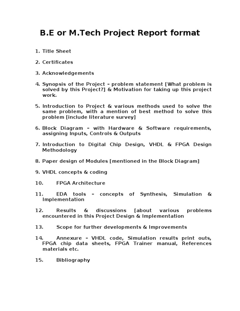 B.E/M.Tech Project Report Guidelines | PDF