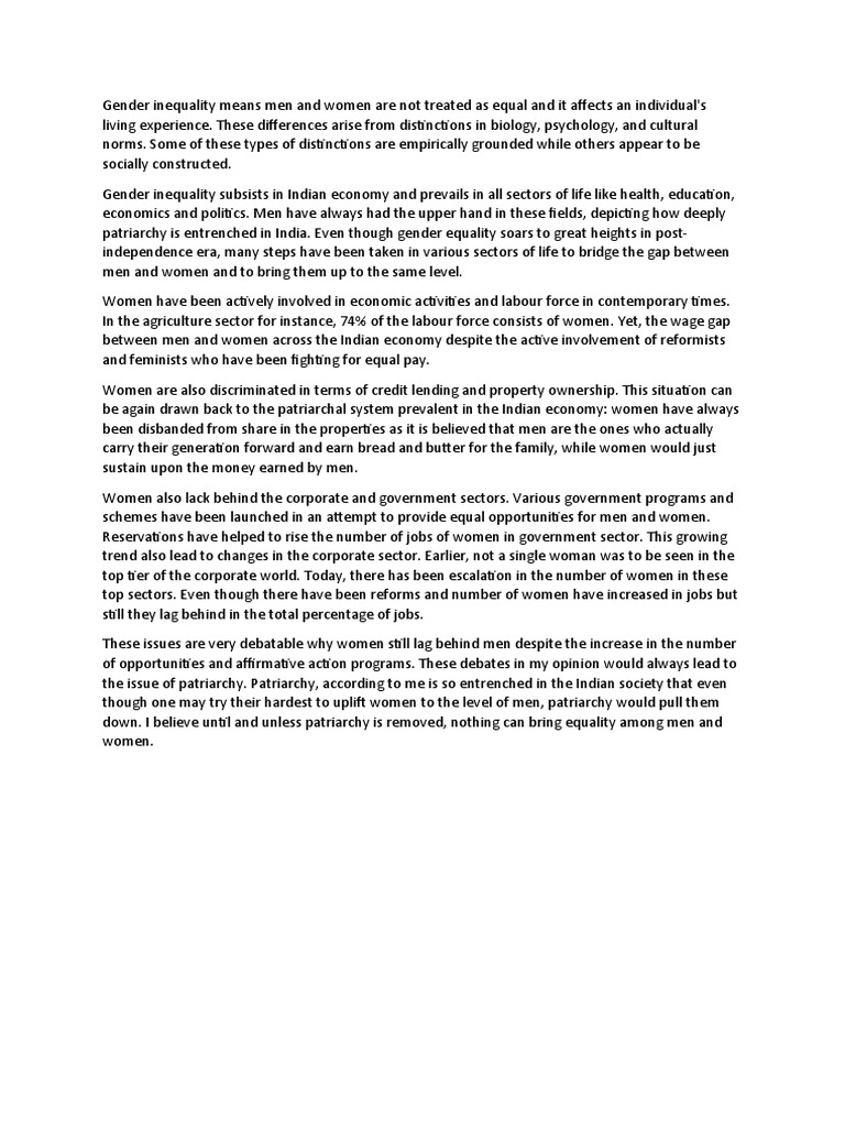 Gender Inequality and Women Participation in Indian Politics | PDF ...