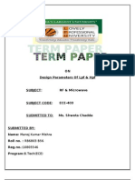 ON Design Parameters of LPF & HPF