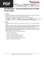 NPS - 002 - 022 Tech Specs For 66kV Power Cables