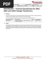 NPS - 003 - 001 Tech Specs For 33kV 66kV and 132kV VTs