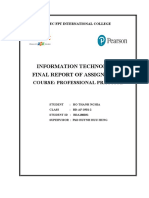 Information Technology Final Report of Assignments: Course: Professional Practice