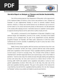Narrative Report On Gulayan Sa Tahanan and Garden Sustainability at School