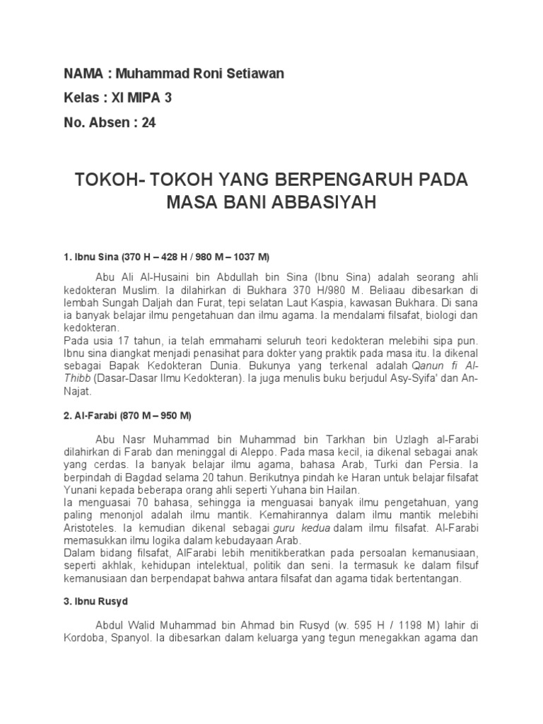 Tokoh Berpengaruh Dinasti Abbasiyah | PDF | Ilmu Sosial