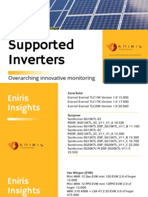 Supported Inverters Solar Monitoring Eniris, PDF