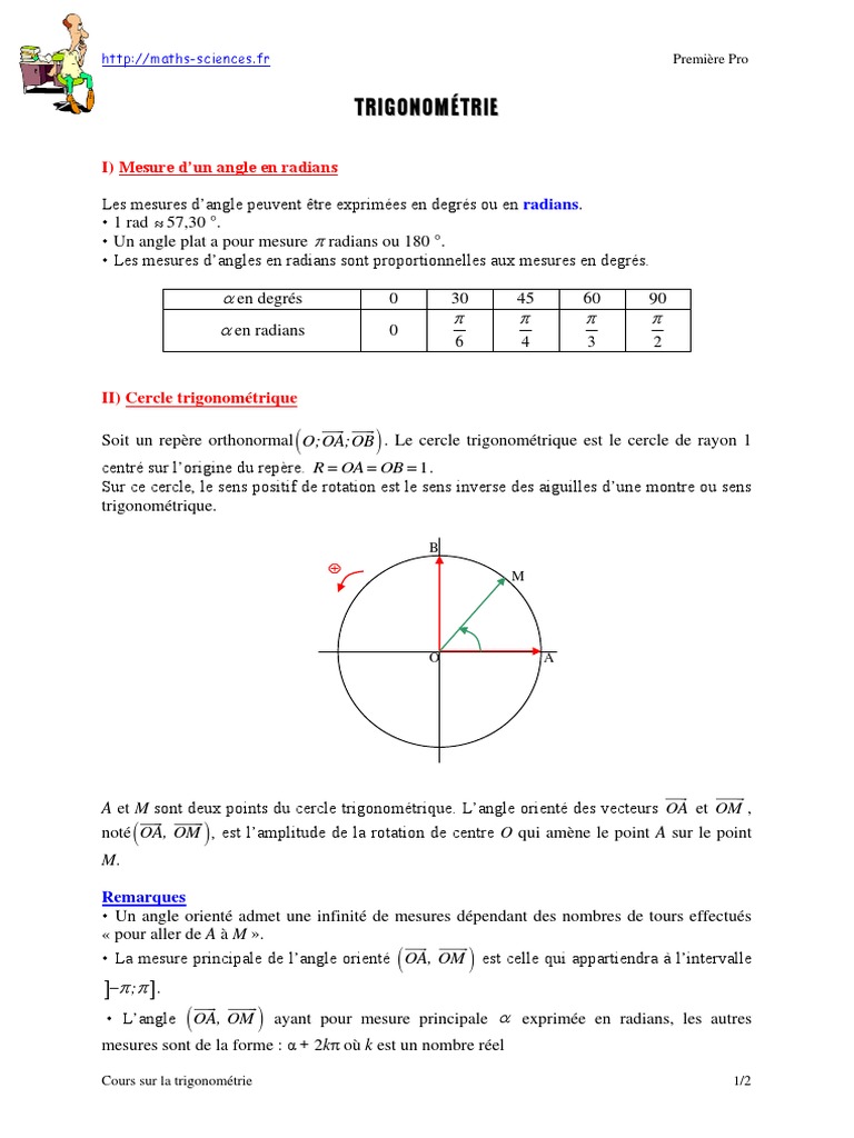 Cours de trigonométrie en première spé PDF Fonction trigonométrique — free download
