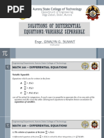 MATH 201 - Chapter 2 - Solutions of Some First Order Differential Equations - 1 Variable Separable