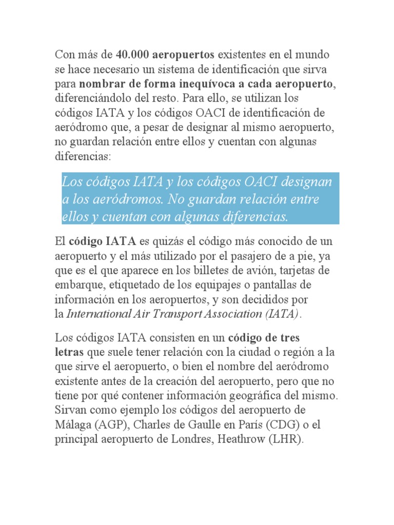 Codigo Iata | PDF | Aeropuerto | Aviación