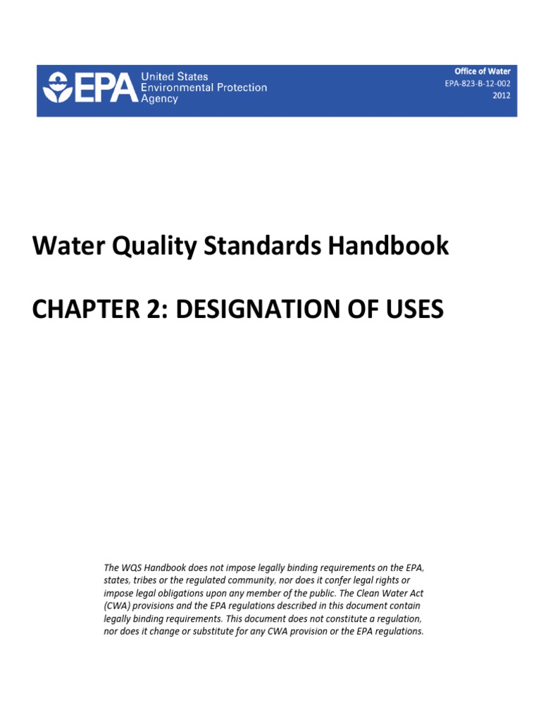 Water Quality Standards Handbook Chapter 2 Designation of Uses PDF
