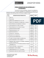 Acta de Entrega de Materiales y Accesorios