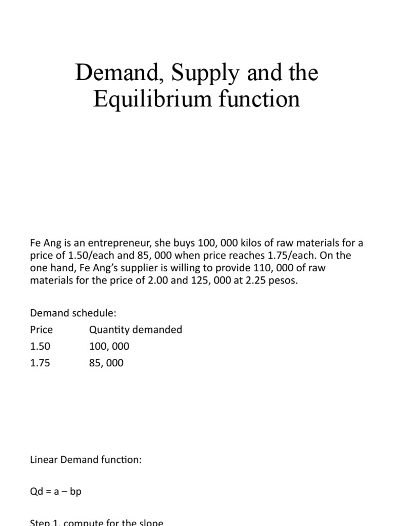 Demand Supply And The Equilibrium Function Pdf Economic