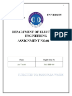 Assignment No.01: Department of Electrical Engineering